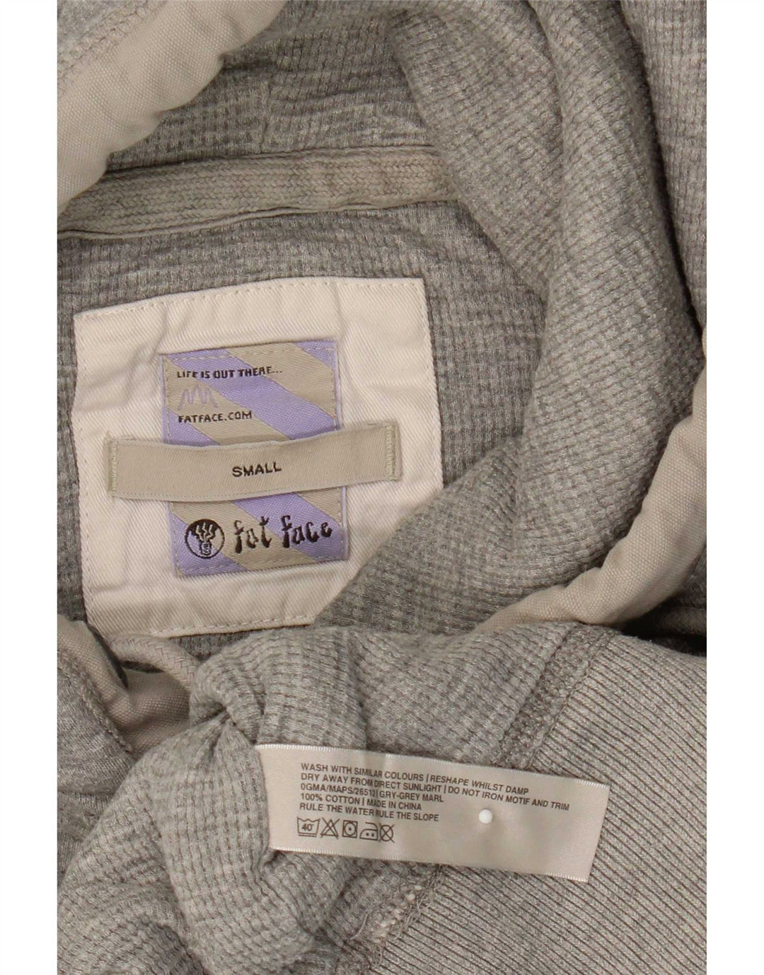 Fat Face Herren-Kapuzenpullover mit Grafik, Größe S, grau meliert, Baumwolle