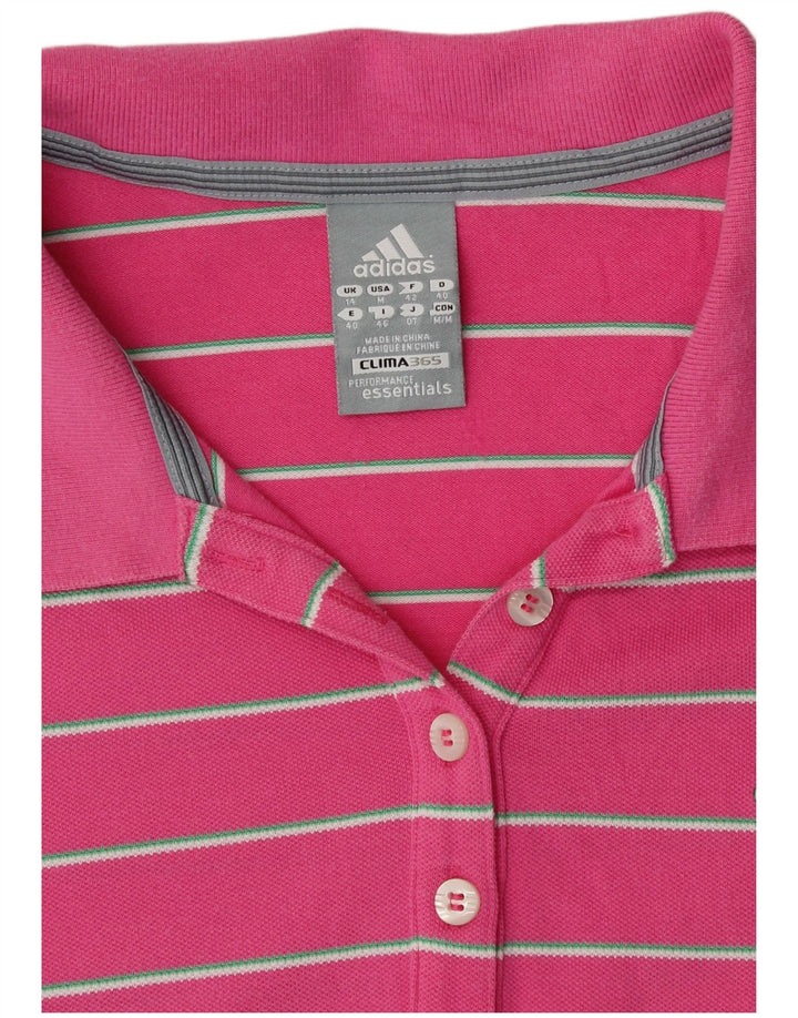 ADIDAS Damen Clima 365 Poloshirt UK 14 Mittelrosa gestreift