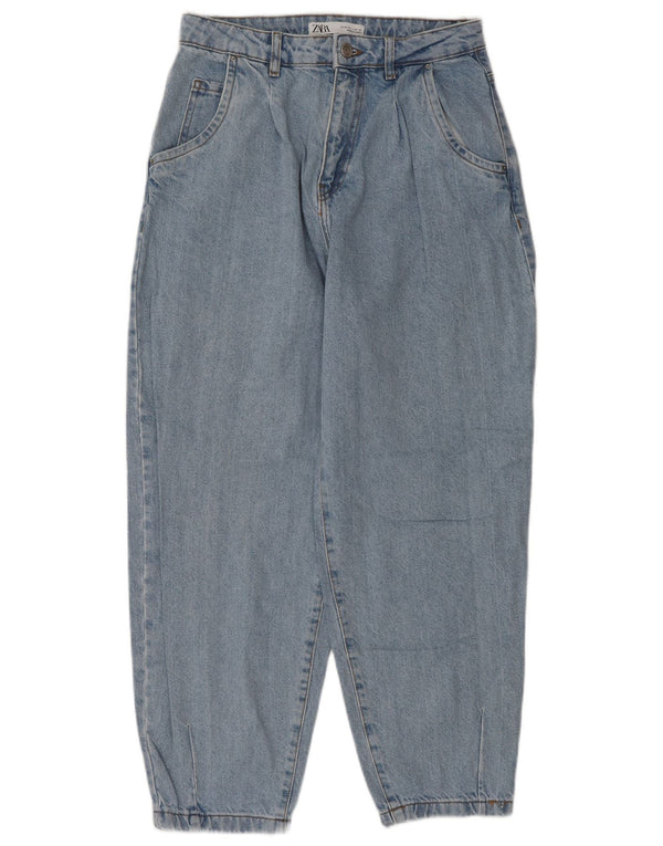 Zara Damen Balloon High Waist Jeans UK 36 XS W26 L27 Blaue Baumwolle
