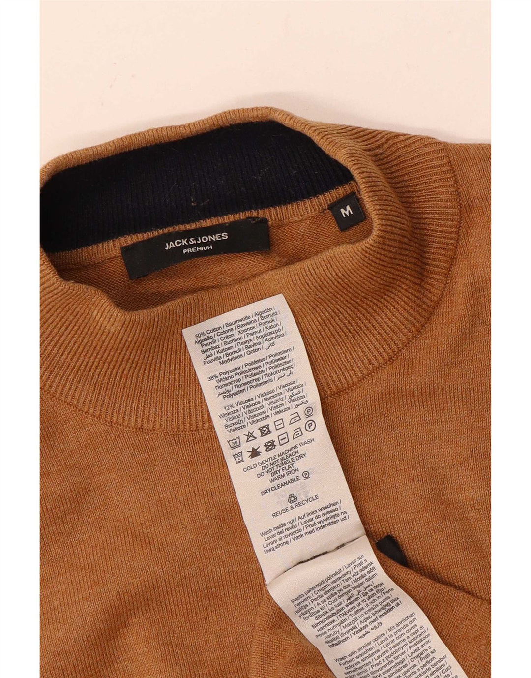 Jack & Jones Herren Rollkragenpullover aus mittelbrauner Baumwolle