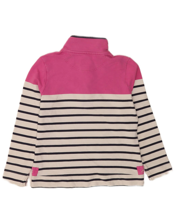 Joules Damen-Sweatshirt mit Reißverschluss am Hals, UK 12, mittelrosa, gestreift, Baumwolle