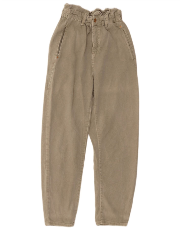 ZARA Damen High Waist Tapered Freizeithose EU 36 XS W26 L26 Grau