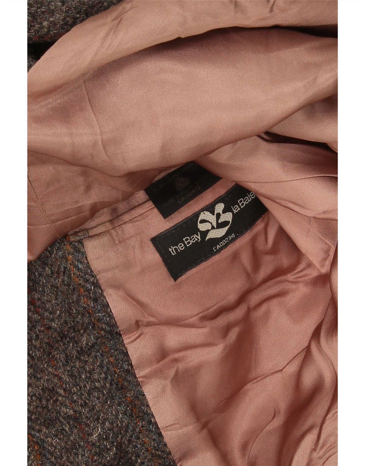 Vintage Herren 2-Knopf-Blazerjacke UK 38 Mittelbraun karierte Schurwolle