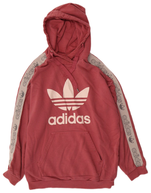 Adidas Damen Graphic Hoodie Pullover UK 14 Mittelrosa Colourblock Baumwolle