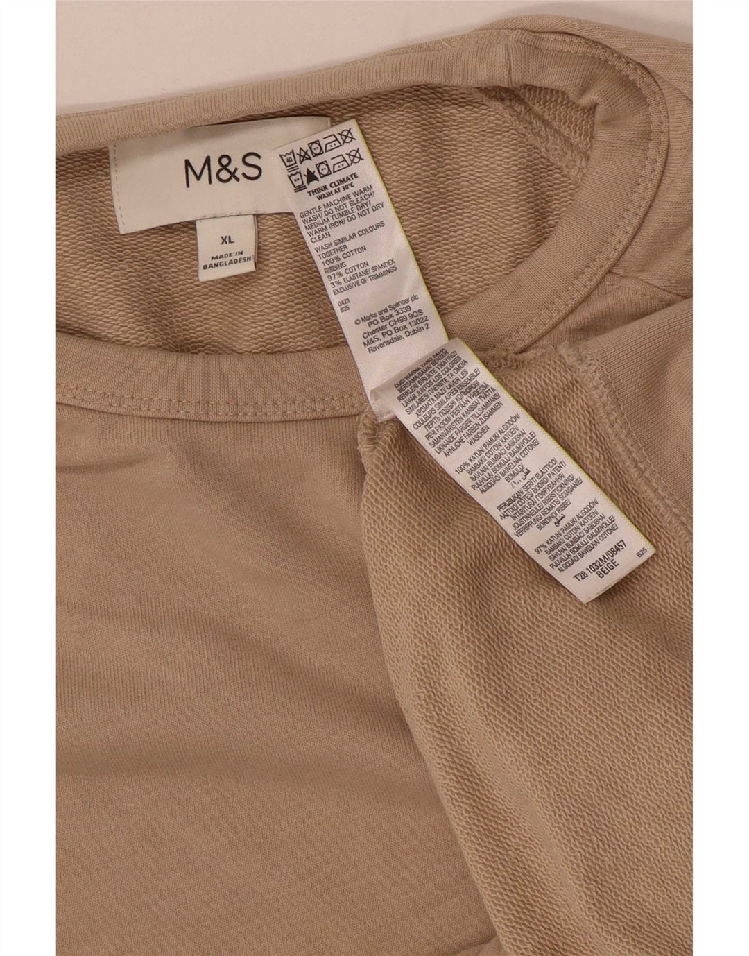 Marks & Spencer Herren Sweatshirt Pullover XL Beige Baumwolle