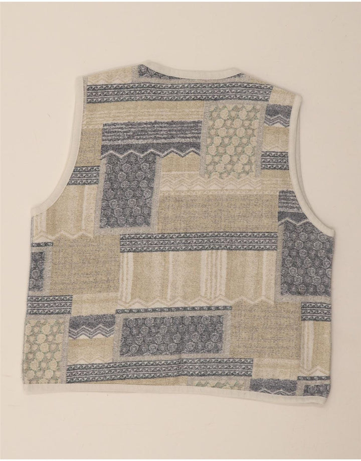 VINTAGE Offene Damenweste UK 18 XL Beige Patchwork