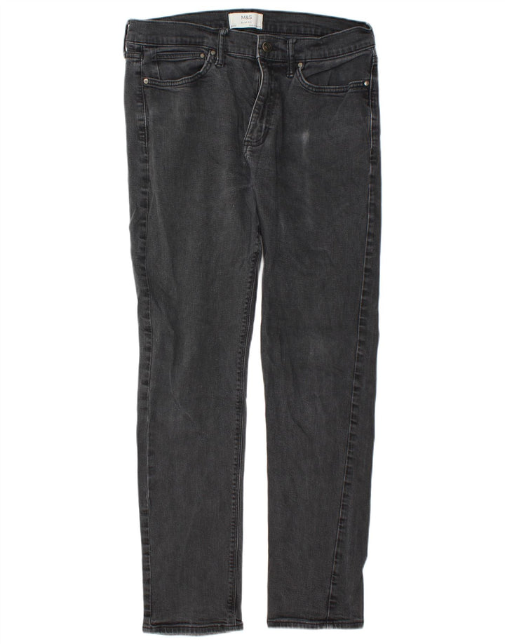 Marks & Spencer Herren Slim Jeans W34 L33 Schwarze Baumwolle
