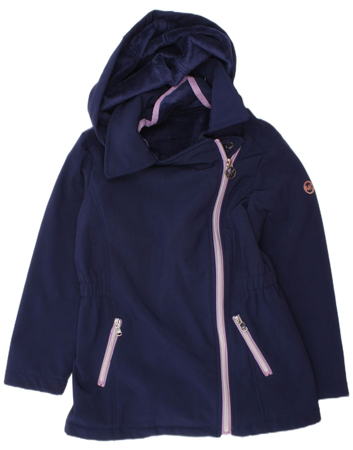 MICHAEL KORS Mädchen-Windbreaker-Mantel mit Kapuze, 6–7 Jahre, marineblaues Polyester