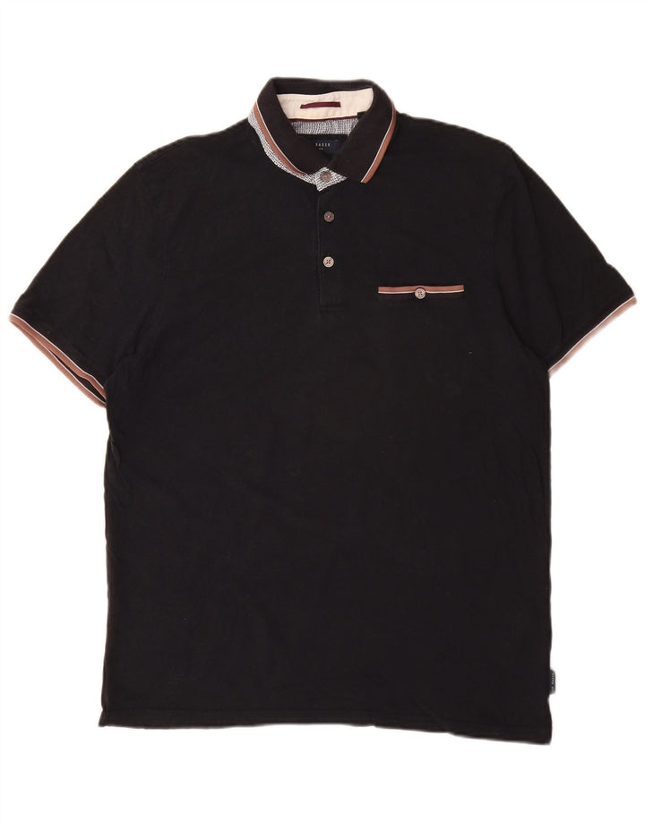 Ted Baker Herren-Poloshirt, Größe 4, groß, schwarze Baumwolle