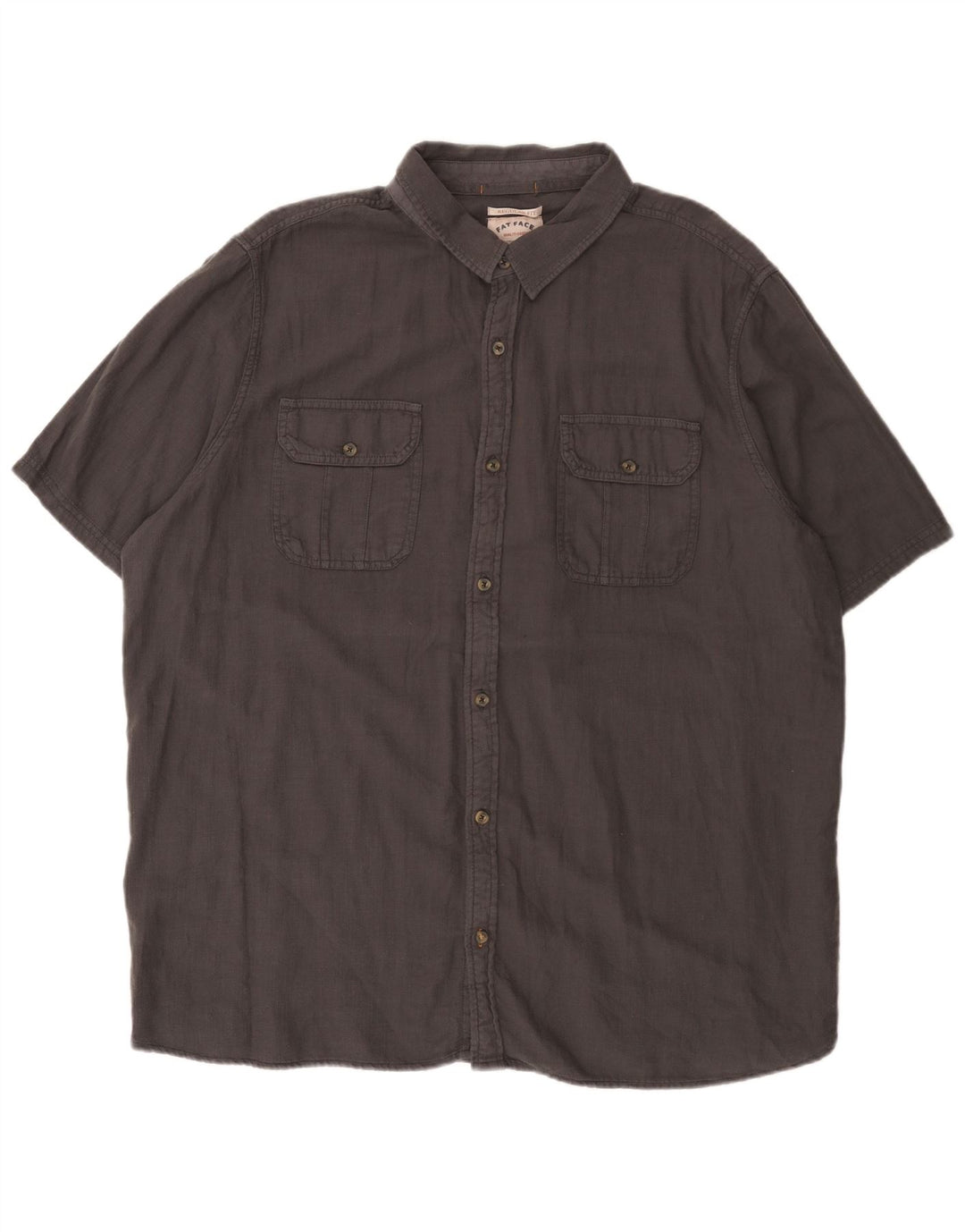 Fat Face Herren-Hemd, kurzärmelig, normale Passform, 3XL, Grau, Baumwolle