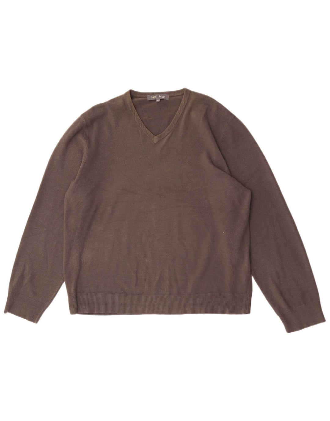 MARKS & SPENCER Herren-Pullover mit V-Ausschnitt, XL, graues Acryl