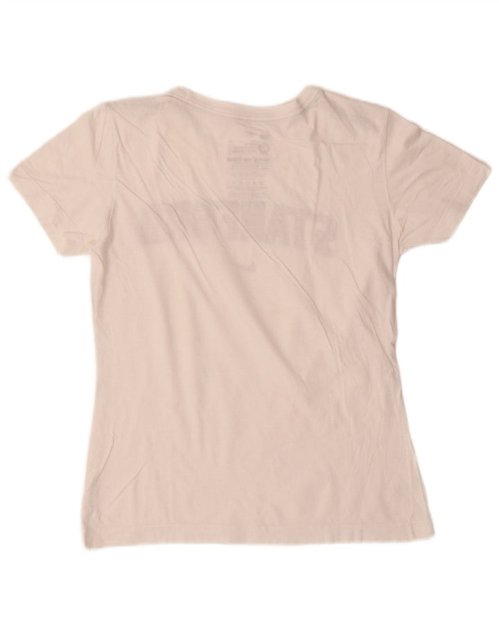 NIKE Damen Stanford Slim Fit Graphic T-Shirt Top UK 12 Medium Weiß