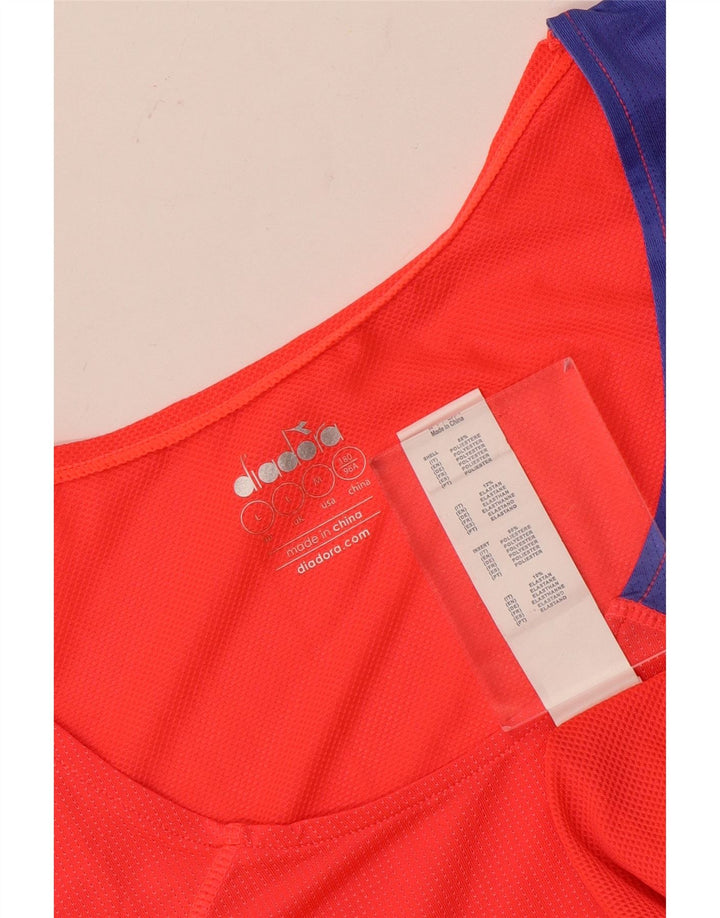 DIADORA Damen-Trägershirt UK 16 Large Rot Colourblock Polyester