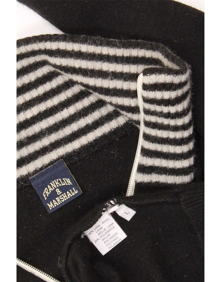 Franklin & Marshall Herren-Cardigan mit Grafik, groß, schwarz gestreift, Wolle