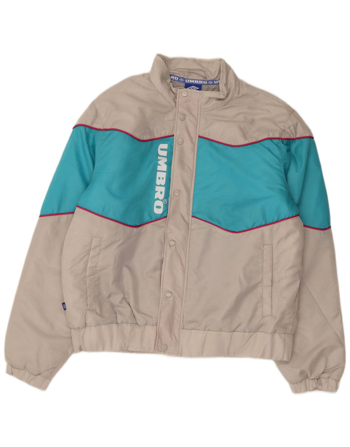 UMBRO Herren Graphic Wattierte Jacke UK 40 Large Graues Colourblock-Nylon
