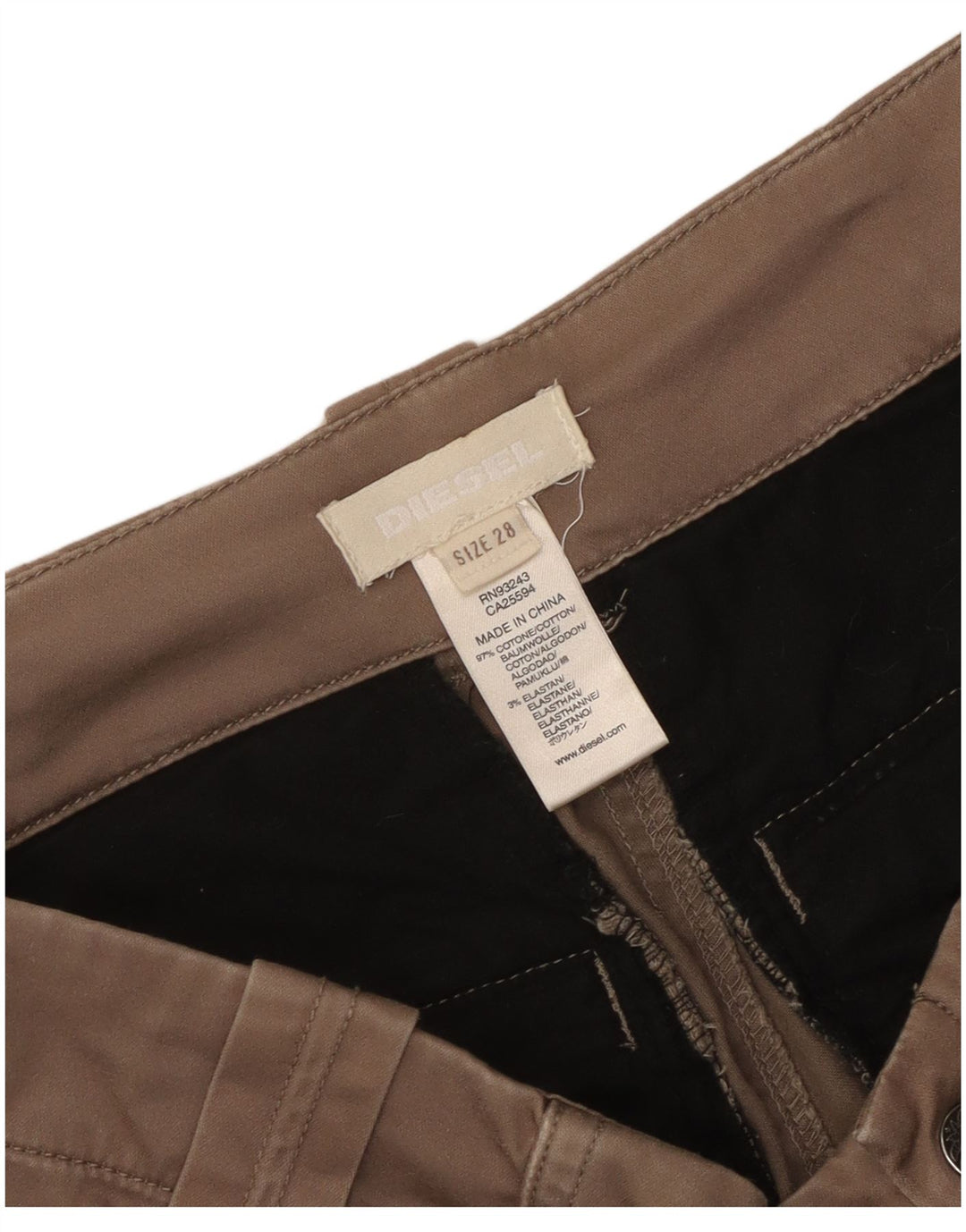 Diesel Damen Slim Cargohose W28 L33 Braune Baumwolle