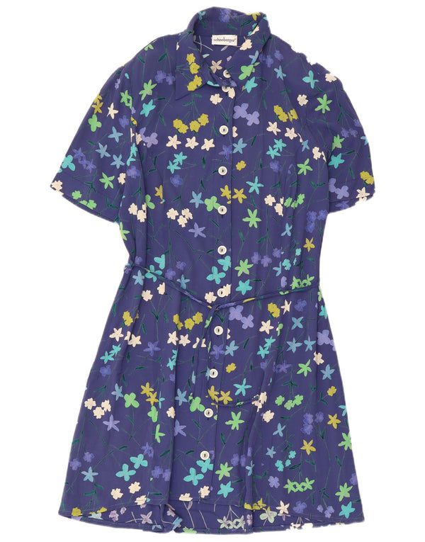 Schneberger Damen Kurzarm-Hemdkleid UK 18 XL Blau geblümt