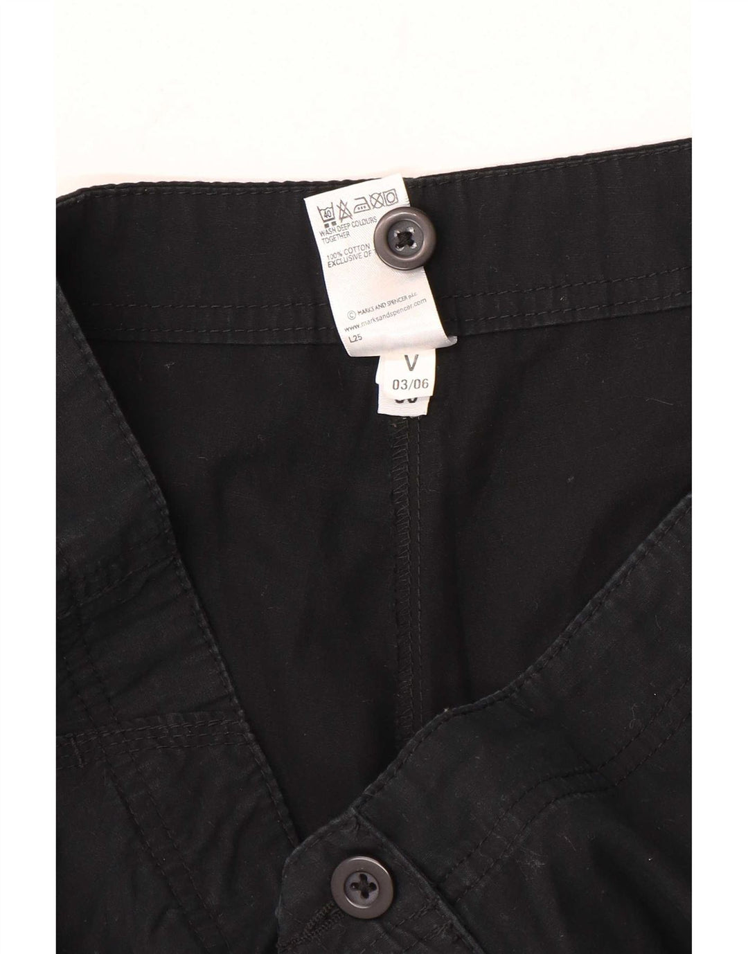 Marks & Spencer Damen Freizeitshorts UK 12 Medium W30 Schwarze Baumwolle