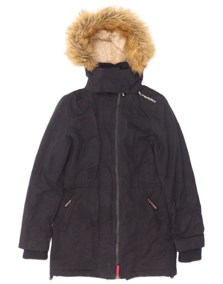 Superdry Damen-Sherpa-Parka mit Kapuze, UK 10, Größe S, Marineblau, Polyester