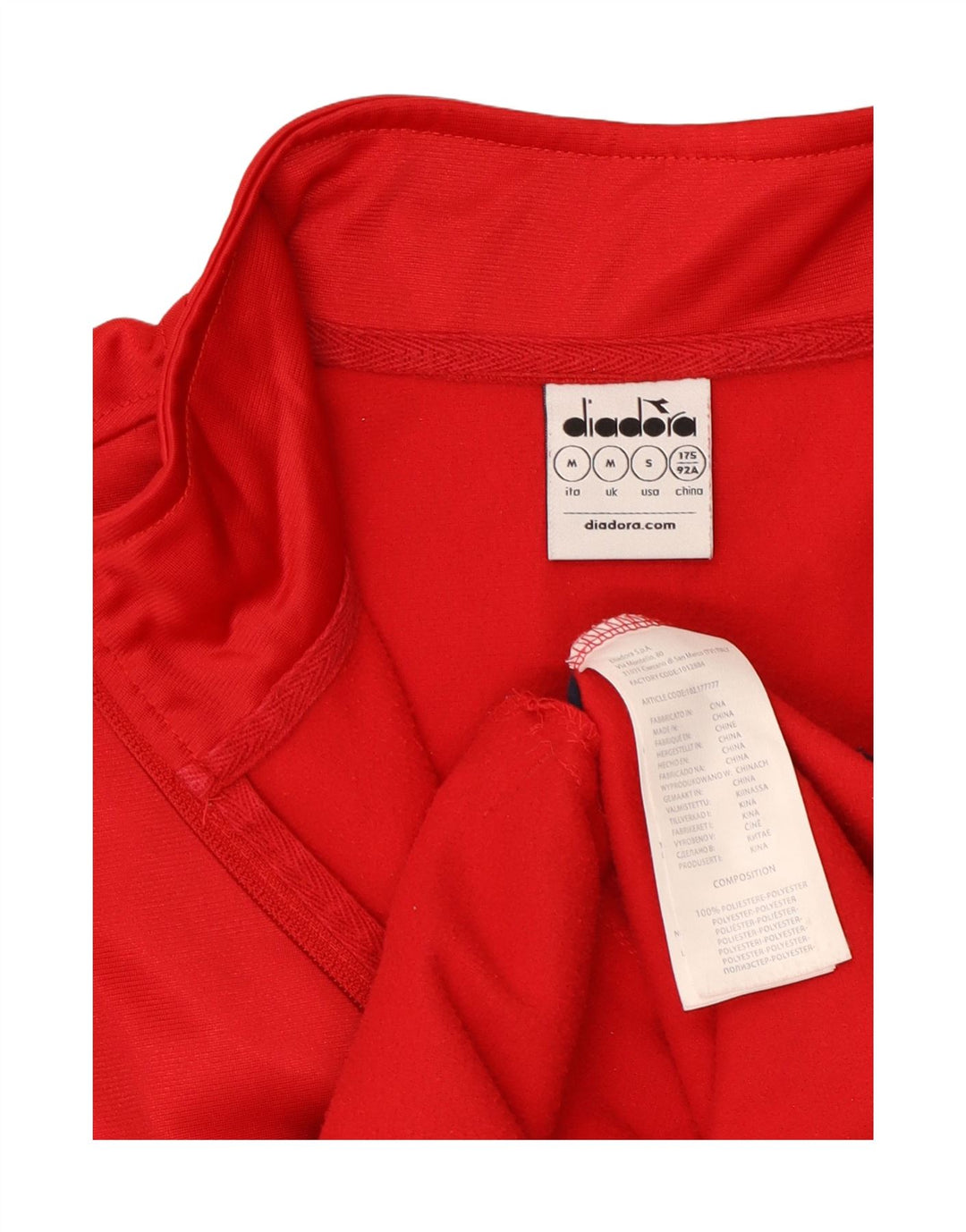 DIADORA Herren-Trainingsanzug-Oberteil, Mittelrotes Farbblock-Polyester