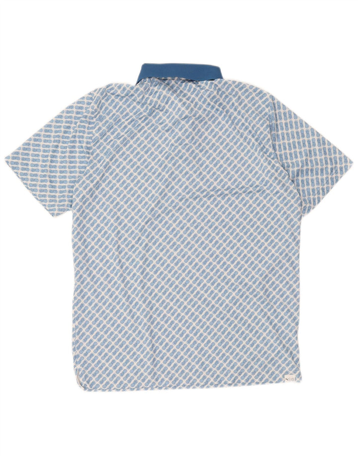 Puma Herren Poloshirt mit abstraktem Muster, groß, Blau, Festival