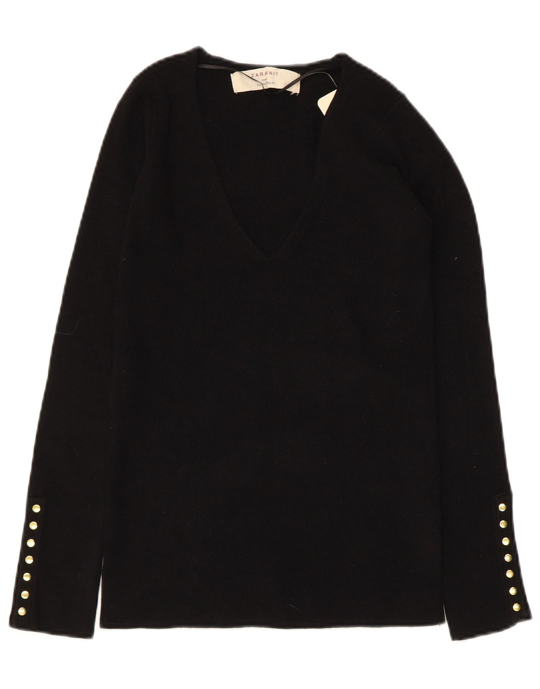 ZARA Damen-Pullover mit V-Ausschnitt, Gr. 12, Mittelschwarz, Viskose