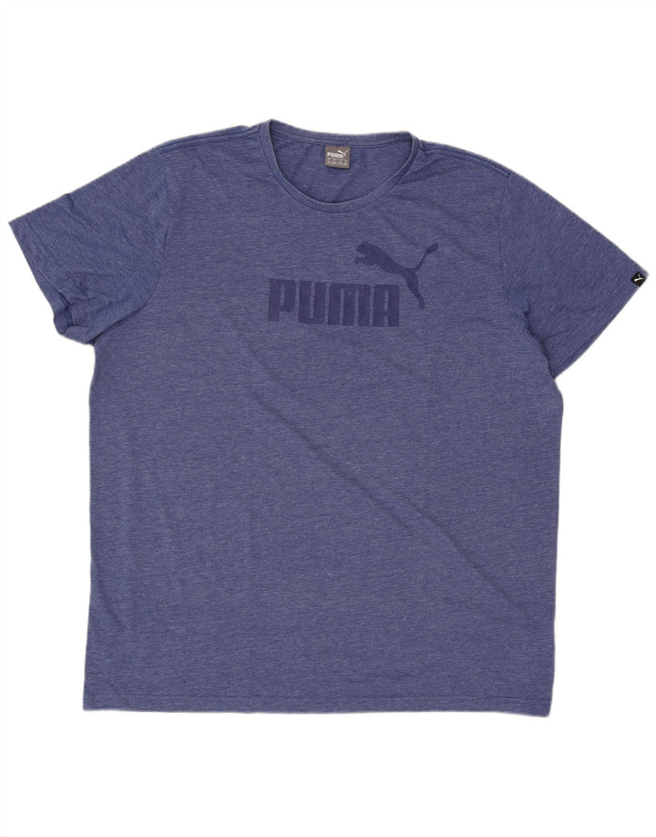 Puma Herren Grafik T-Shirt Top 2XL Blau geflecktes Polyester