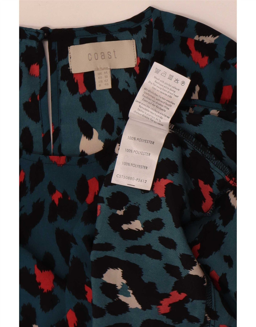 Coast Langarm-Blusenoberteil für Damen, Gr. 44, groß, blau geflecktes Polyester