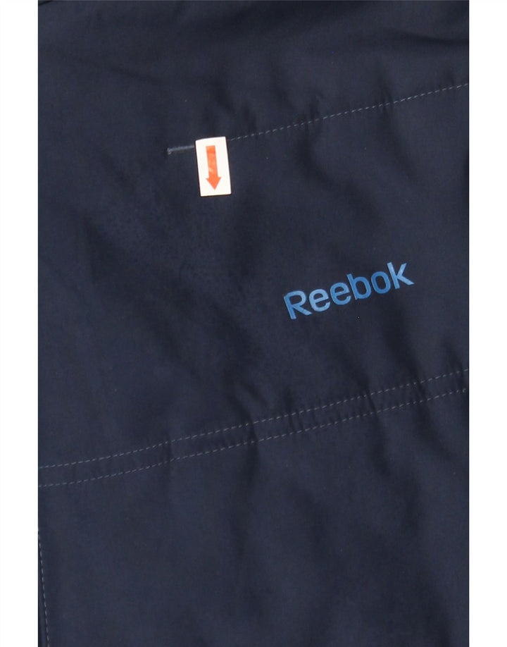 REEBOK Mens Hooded Padded Jacket UK 42 XL Navy Blue Polyester Vintage Reebok and Second-Hand Reebok from Messina Hembry 