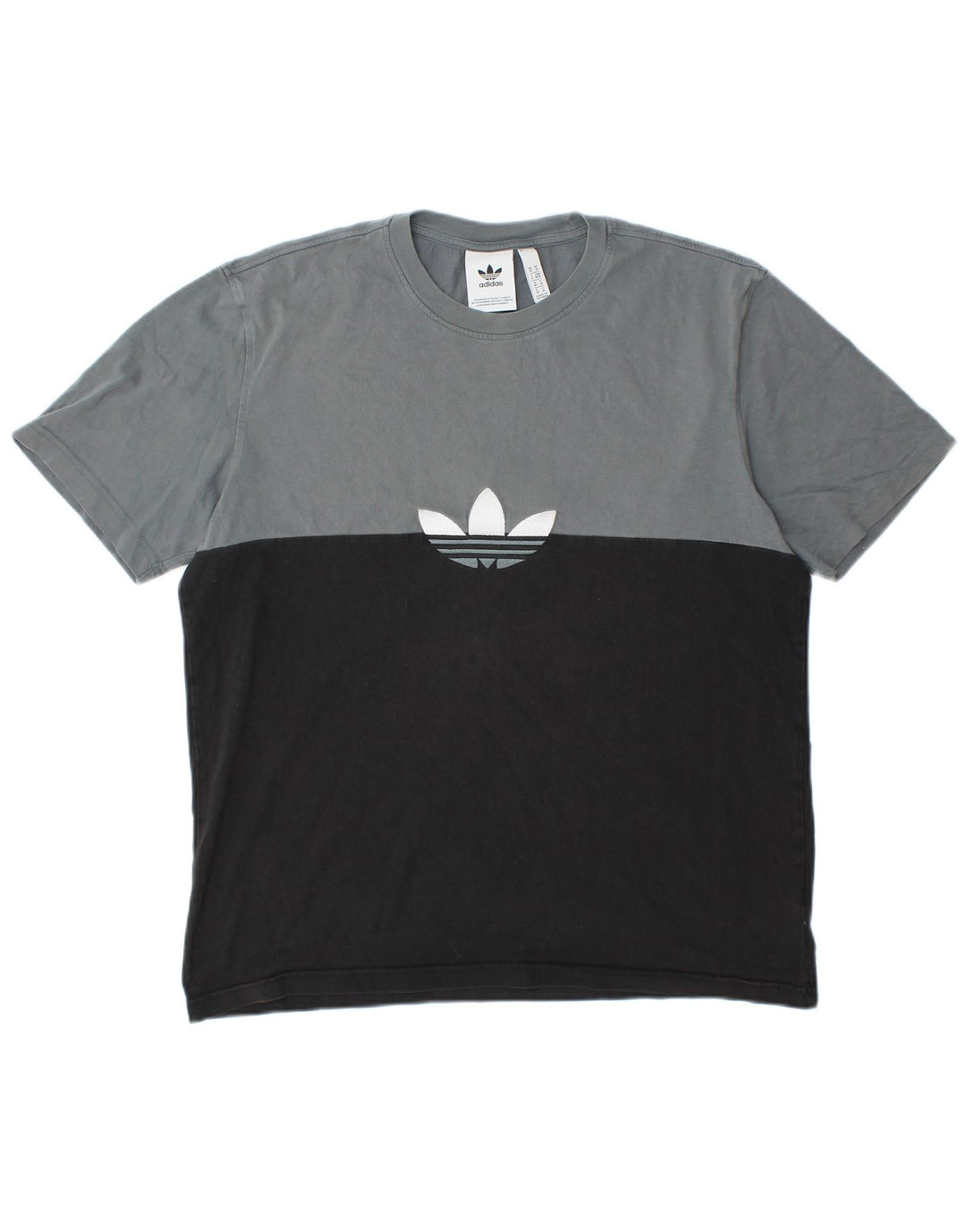 ADIDAS Herren Grafik-T-Shirt-Oberteil aus mittelschwarzer Colourblock-Baumwolle