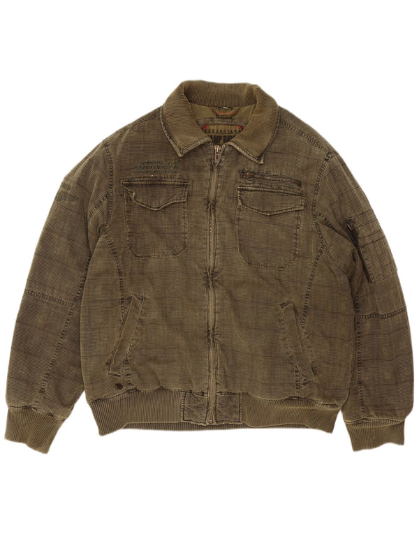 CAMP DAVID Herren Bomberjacke UK 44 2XL Khaki Check