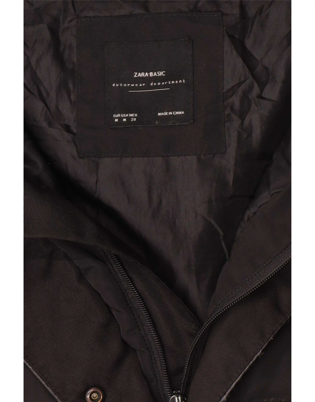 Zara Damen Kapuzenmantel, gepolstert, UK 14, mittelschwarz