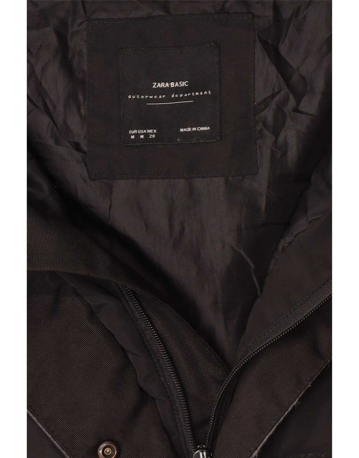 Zara Damen Kapuzenmantel, gepolstert, UK 14, mittelschwarz
