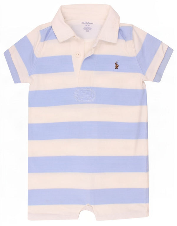Ralph Lauren Baby-Jungen-Spielanzug, 12–18 Monate, blau gestreift, Baumwolle