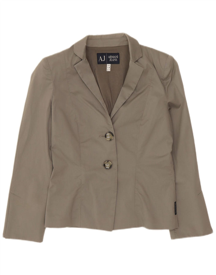 Armani Jeans Damen 2-Knopf-Blazerjacke EU 40 mittelgraue Baumwolle
