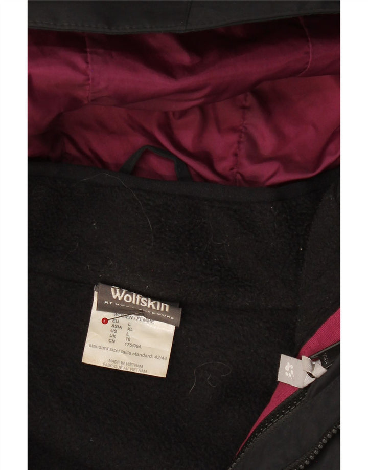 JACK WOLFSKIN Womens Hooded Windbreaker Jacket UK 16 Large Black Polyamide Vintage Jack Wolfskin and Second-Hand Jack Wolfskin from Messina Hembry 