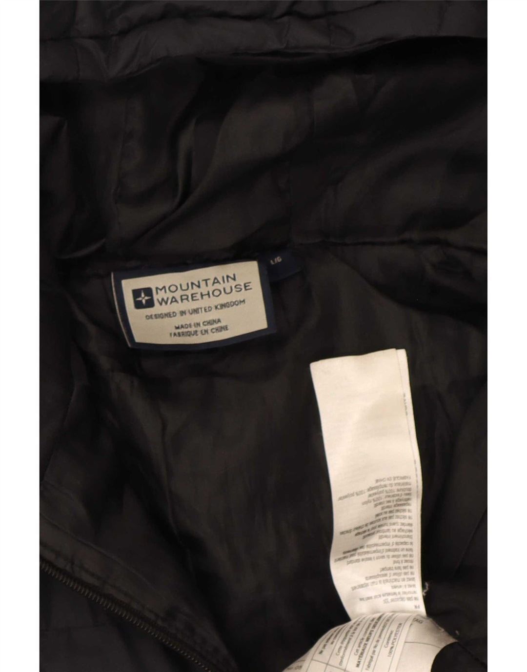 Mountain Warehouse Wattierte Herrenjacke mit Kapuze, UK 40, Größe L, aus schwarzem Nylon