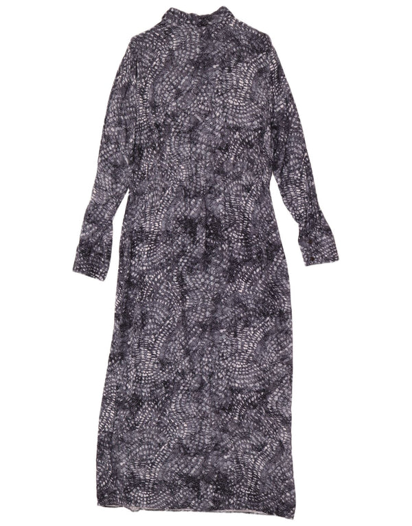 MINT VELVET Damen-Maxikleid mit langen Ärmeln, UK 18, XL, grau gepunktete Viskose
