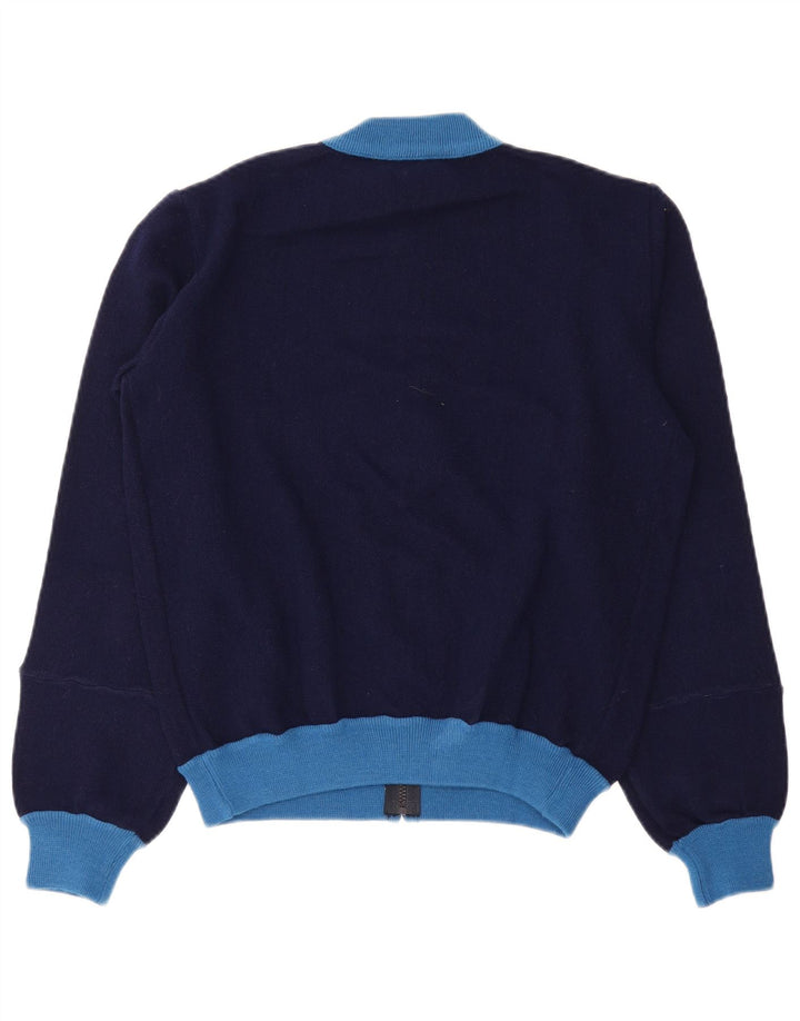 Vintage Herren-Trainingsanzug-Oberteil, Jacke, klein, Marineblau, Farbblock