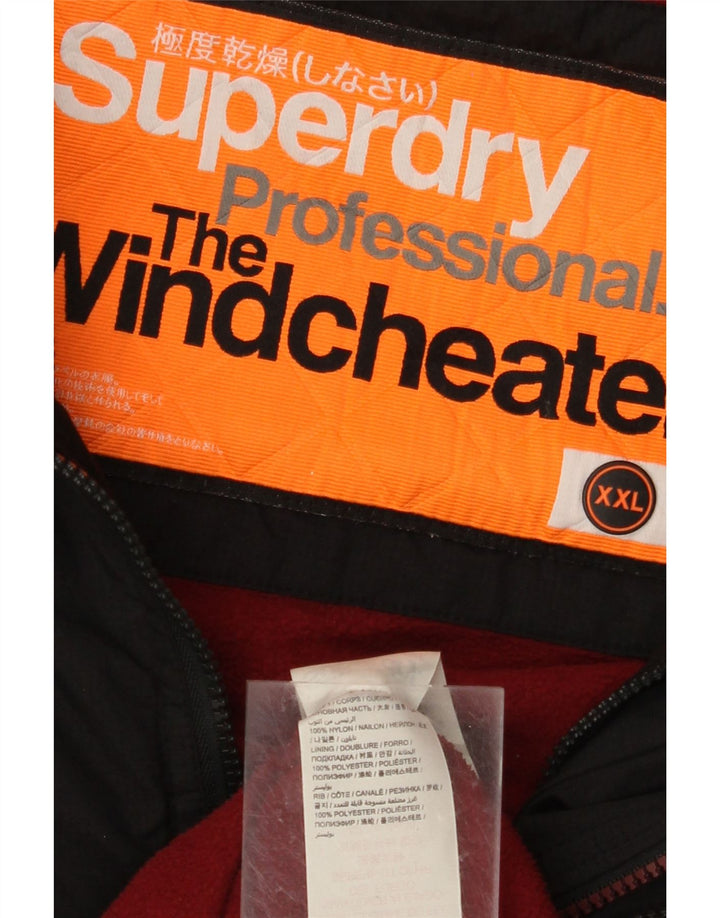 SUPERDRY Herren The Windcheater Graphic Kapuzen-Regenjacke UK 44 2XL Schwarz