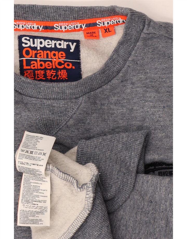 Superdry Herren-Sweatshirt-Pullover XL aus blau gefleckter Baumwolle