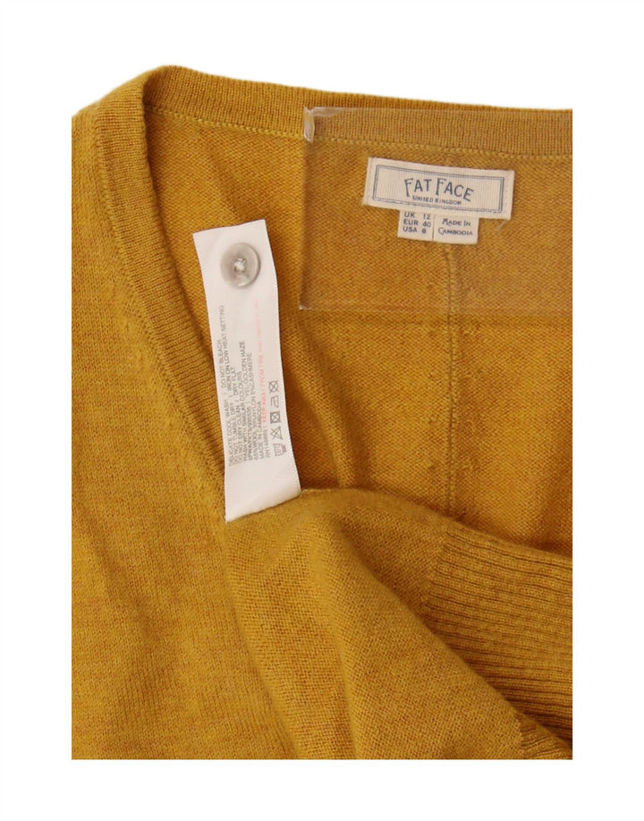 Fat Face Damen-Cardigan-Pullover UK 12 Mittelgelbe Wolle
