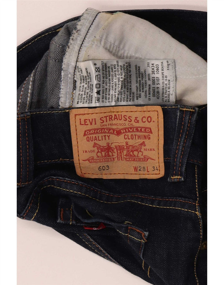 Levi's Damen 603 Slim Jeans W28 L31 Marineblau Baumwolle