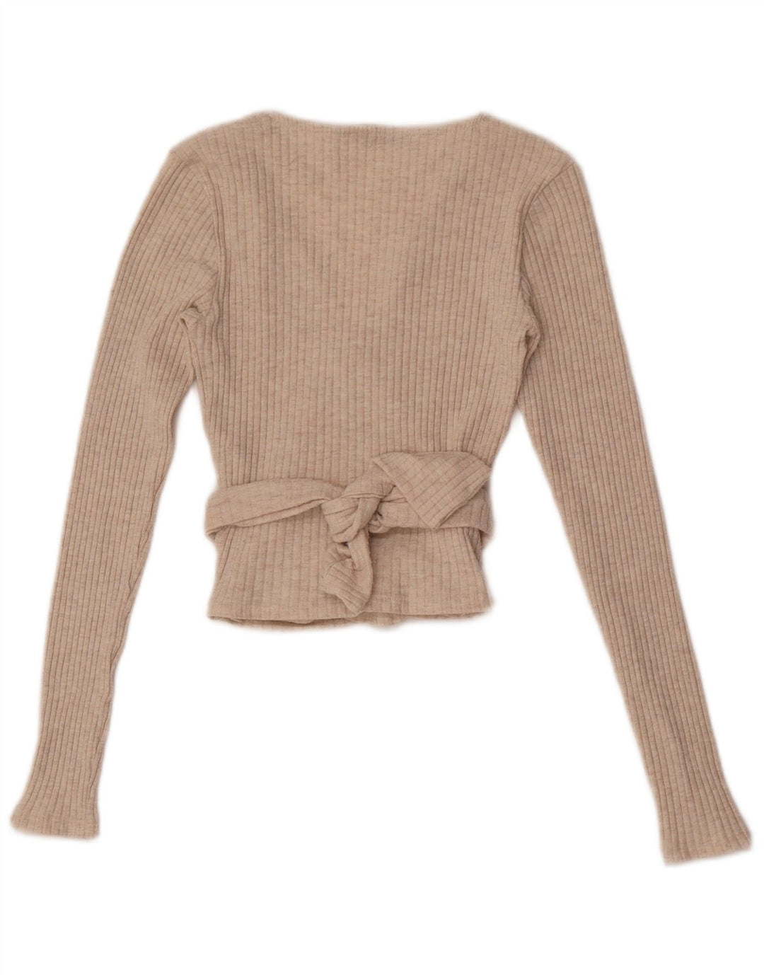 Zara Damen Crop Wrap Cardigan Top UK 12 Medium Beige Polyester