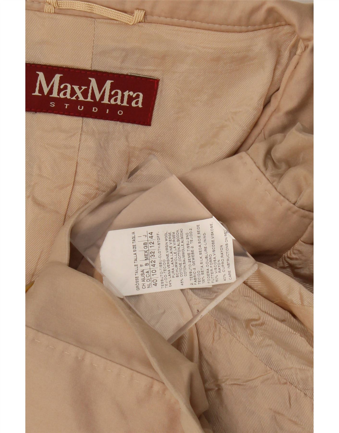Max Mara Damen Crop 3-Knopf-Blazerjacke UK 12 Mittelbeige Wolle