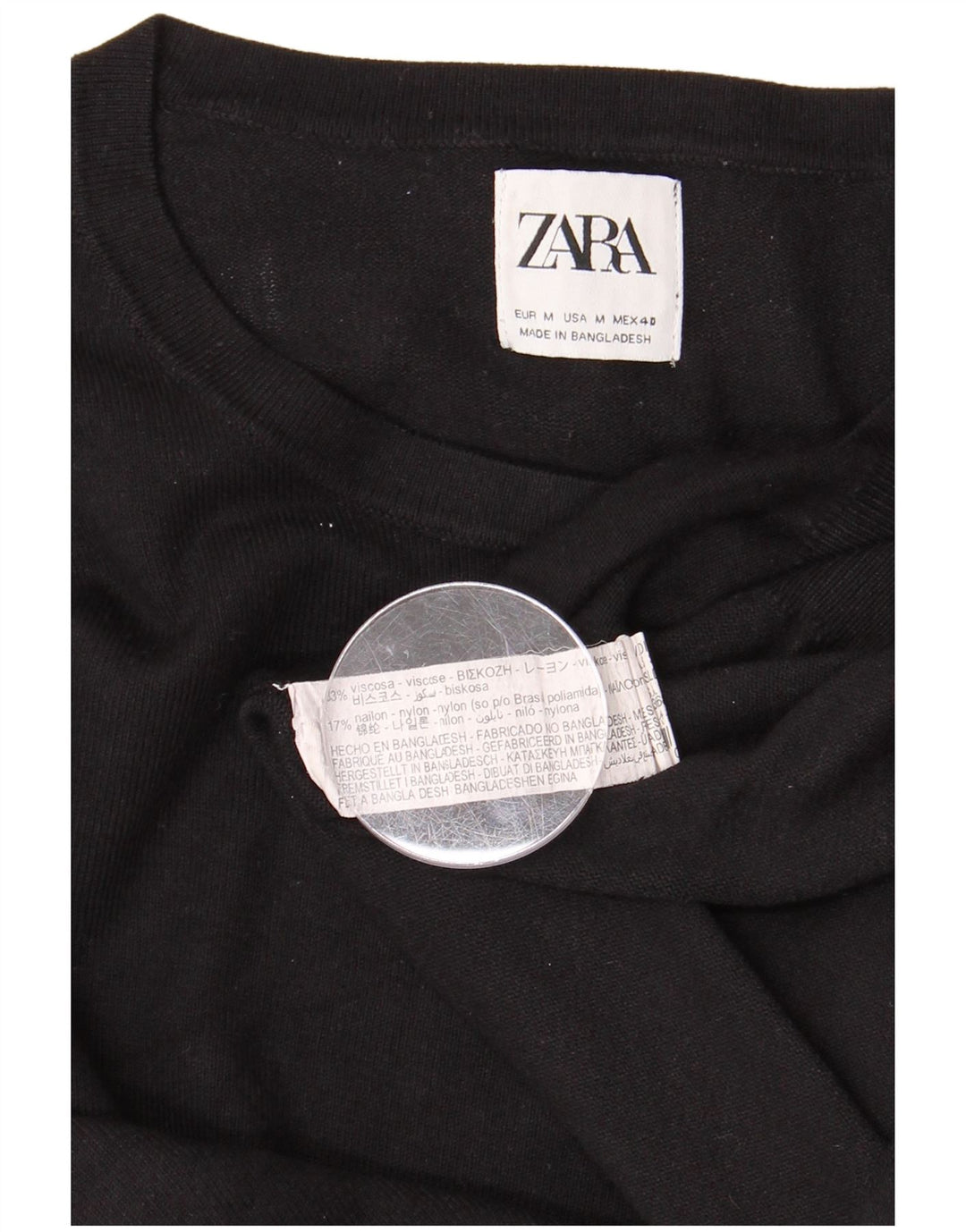 ZARA Herren-Pullover mit Rundhalsausschnitt, mittlere schwarze Viskose