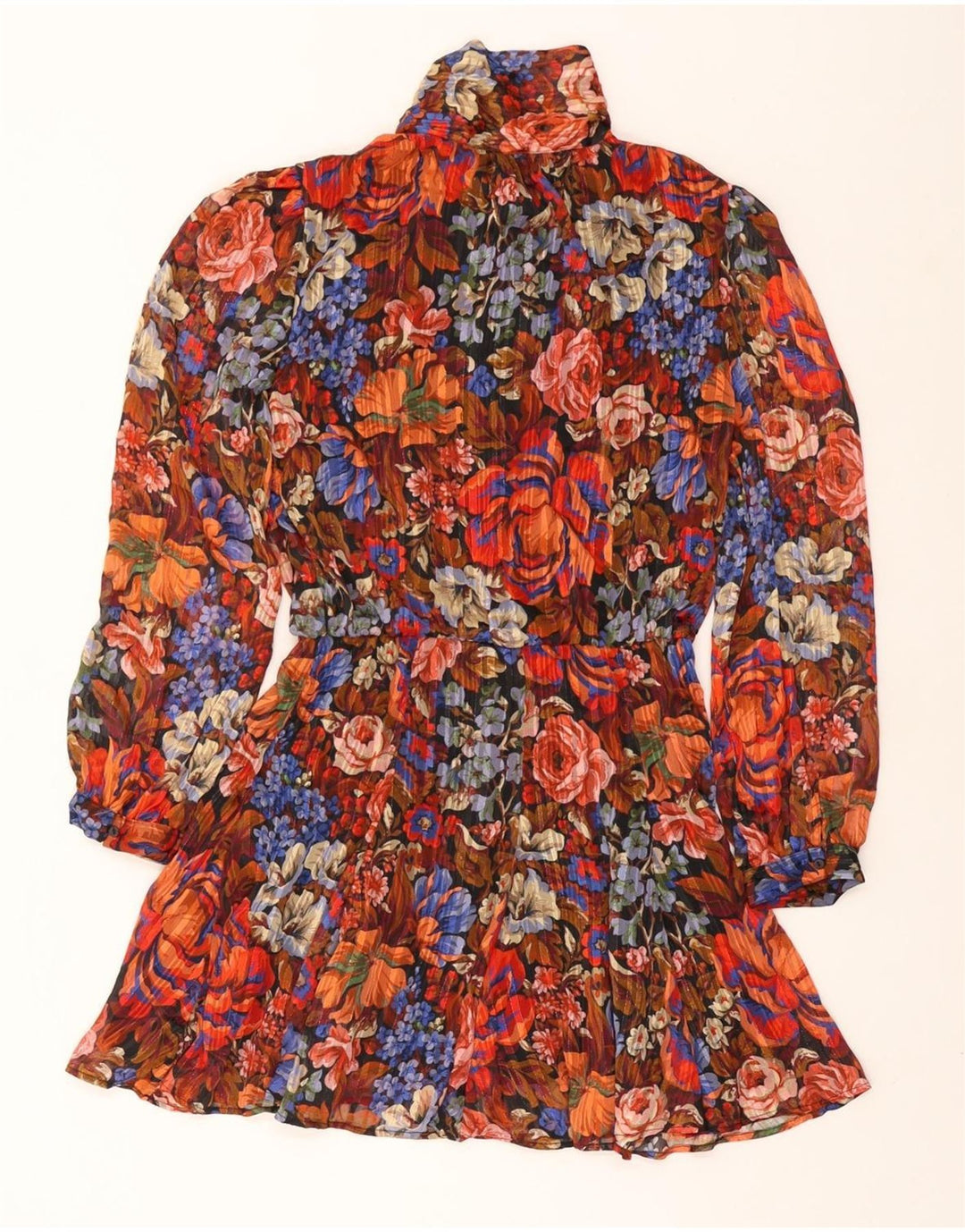 ZARA Damen A-Linien-Kleid zum Binden vorne, Größe M, mehrfarbig, Blumenmuster