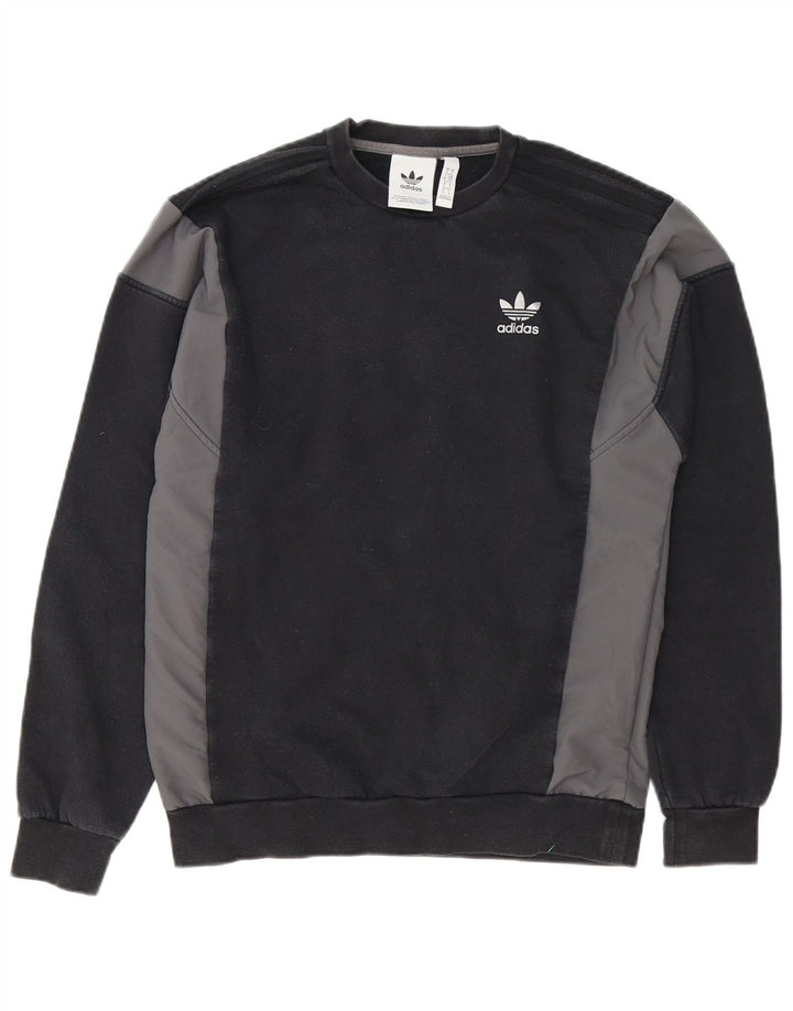 Adidas Herren Sweatshirt Pullover Small Schwarz Colourblock Baumwolle