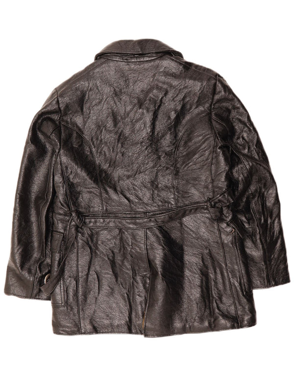 VINTAGE Mens Sherpa Leather Jacket UK 38 Medium Black