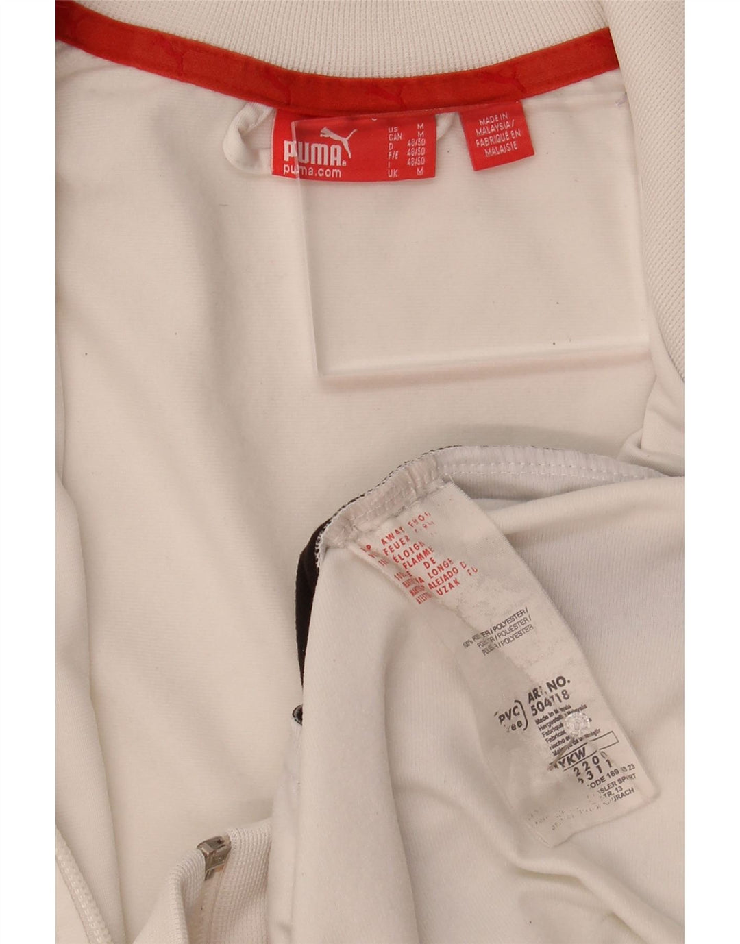PUMA Mens Graphic Tracksuit Top Jacket Medium White Colourblock Polyester